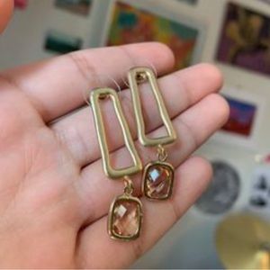 Gold Plated earrings with Light Orange Gems